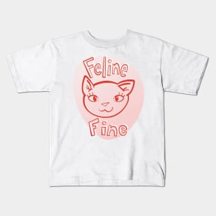 Feline Fine Kitty Cat pink variant Kids T-Shirt